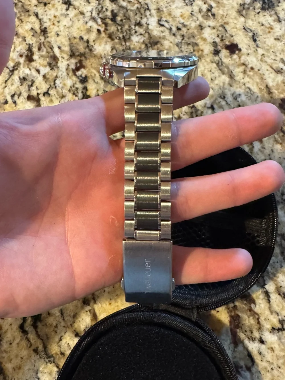 Tag Heuer Silver and Black Men's Toiletry/Watch Travel Case with Metal Bracelet
